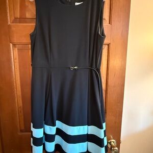 Calvin Klein Black Dress with Blue Stripes